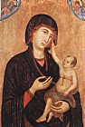 Duccio Di Buoninsegna Canvas Paintings - Madonna with Child and Two Angels (Crevole Madonna)